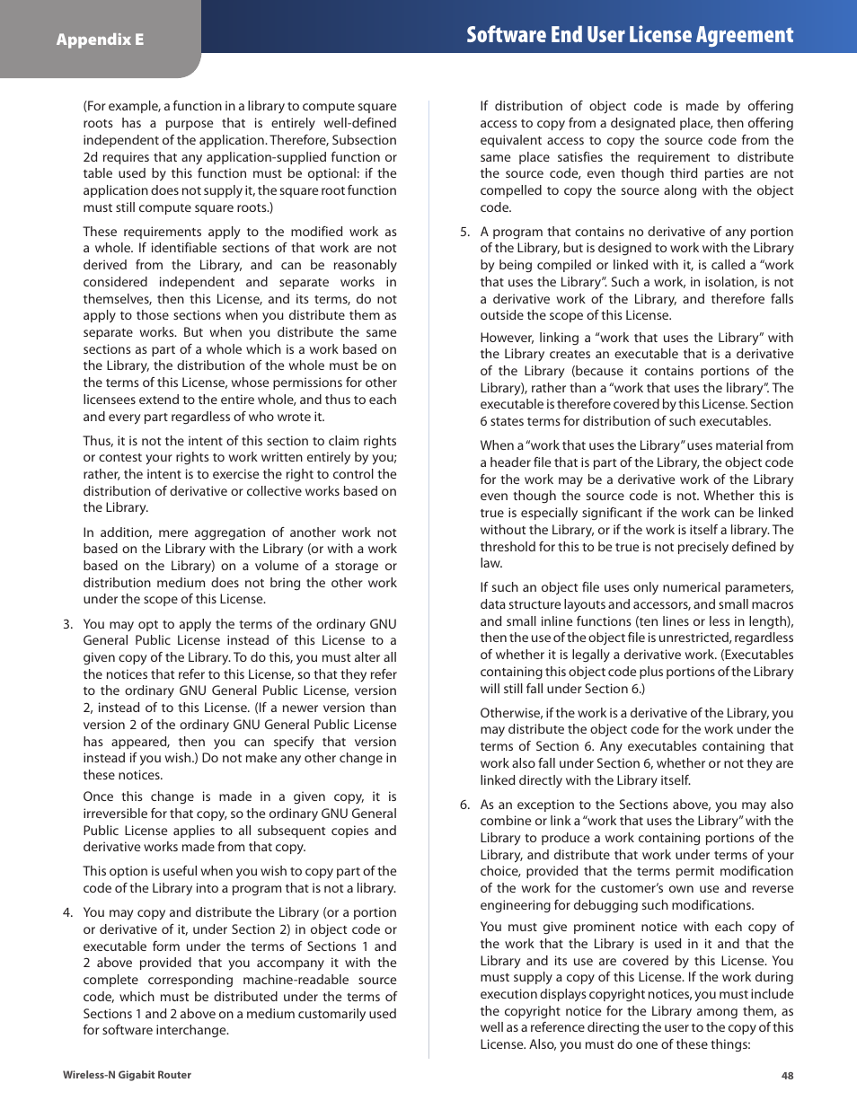 Software end user license agreement | Cisco WRT310N User Manual | Page 49 / 53