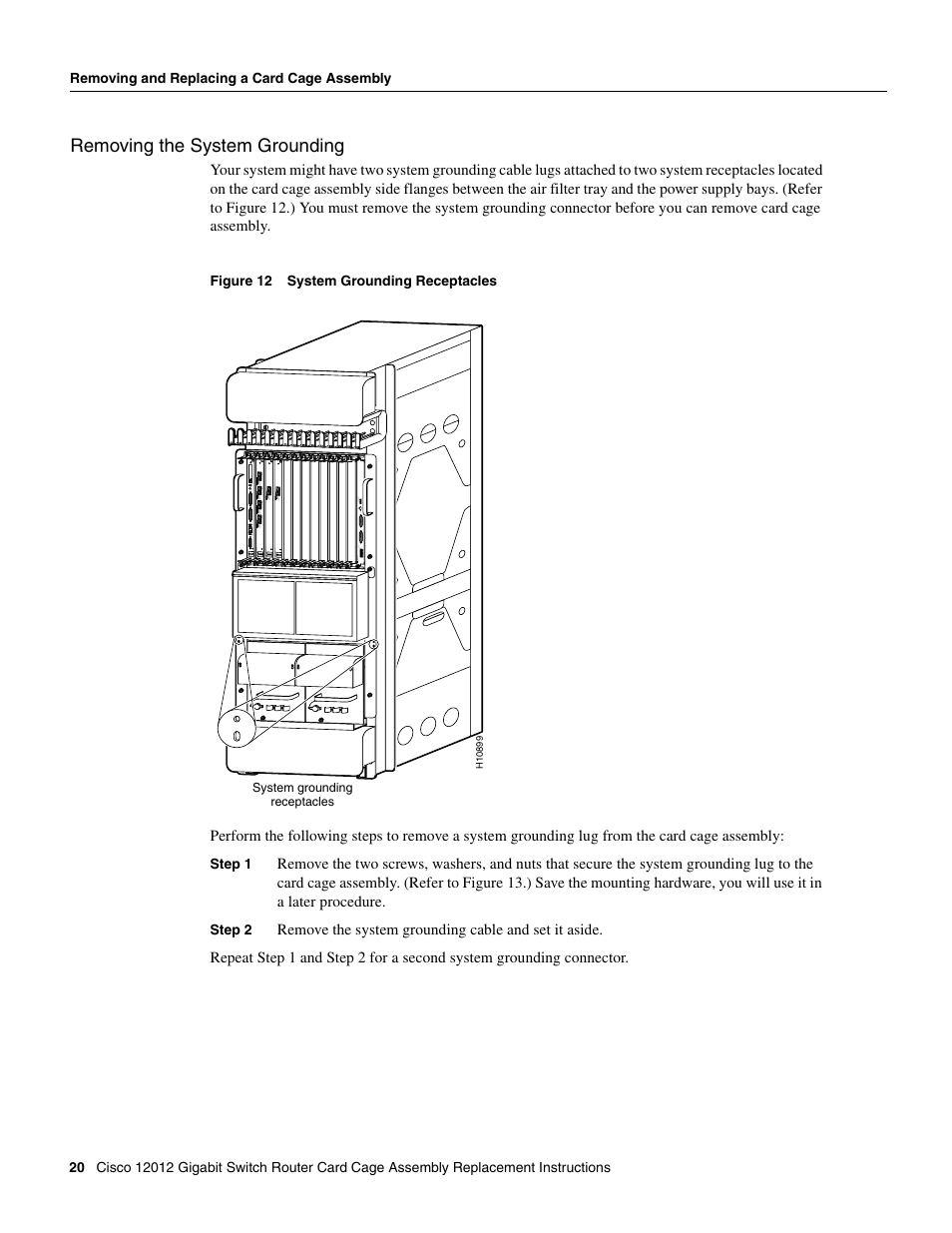 Removing the system grounding | Cisco 12012 User Manual | Page 20 / 34