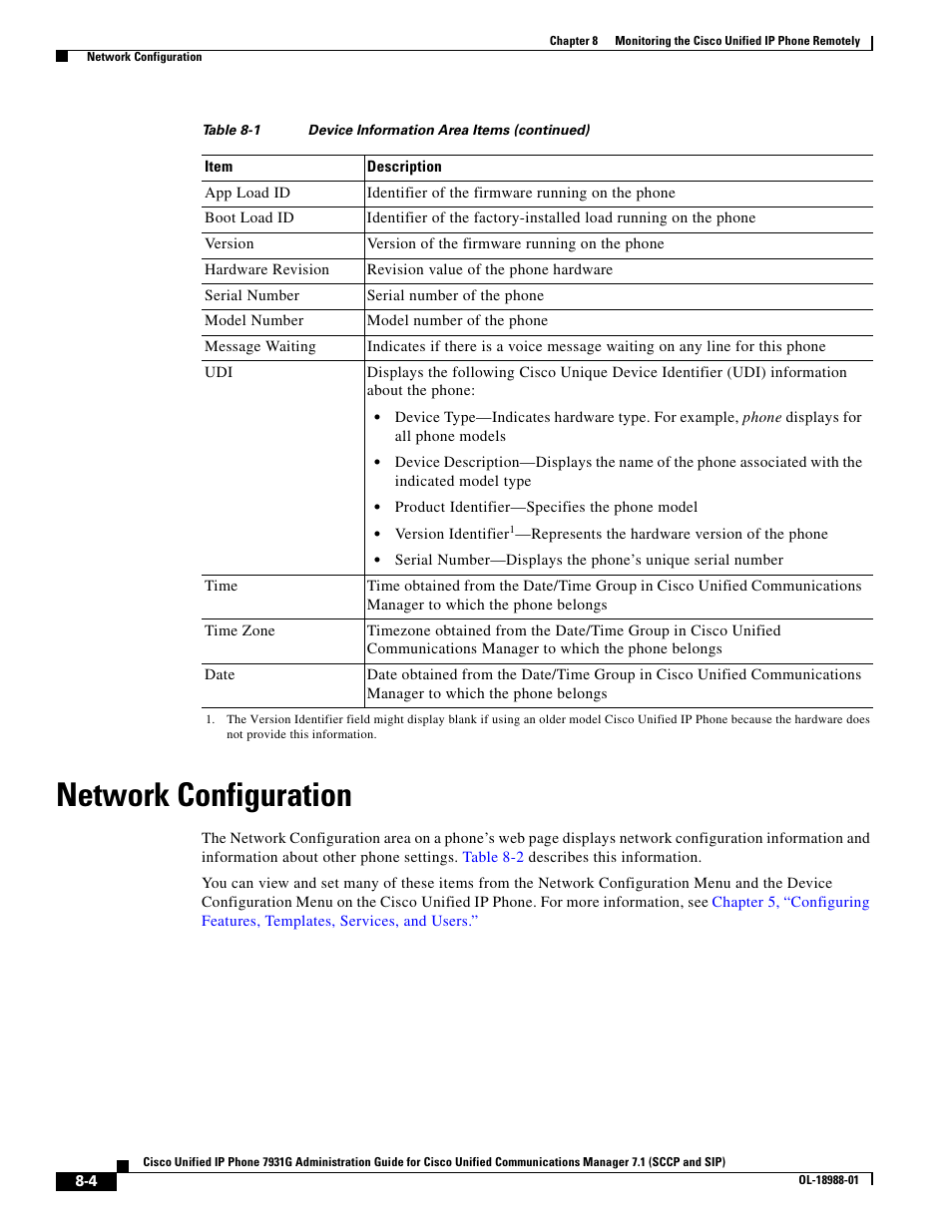 Network configuration | Cisco OL-18988-01 User Manual | Page 4 / 14