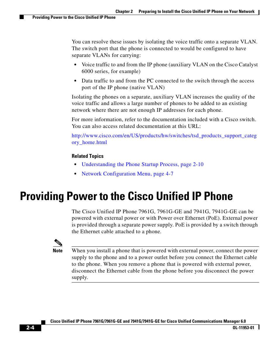 Providing power to the cisco unified ip phone | Cisco OL-11953-01 User Manual | Page 4 / 20