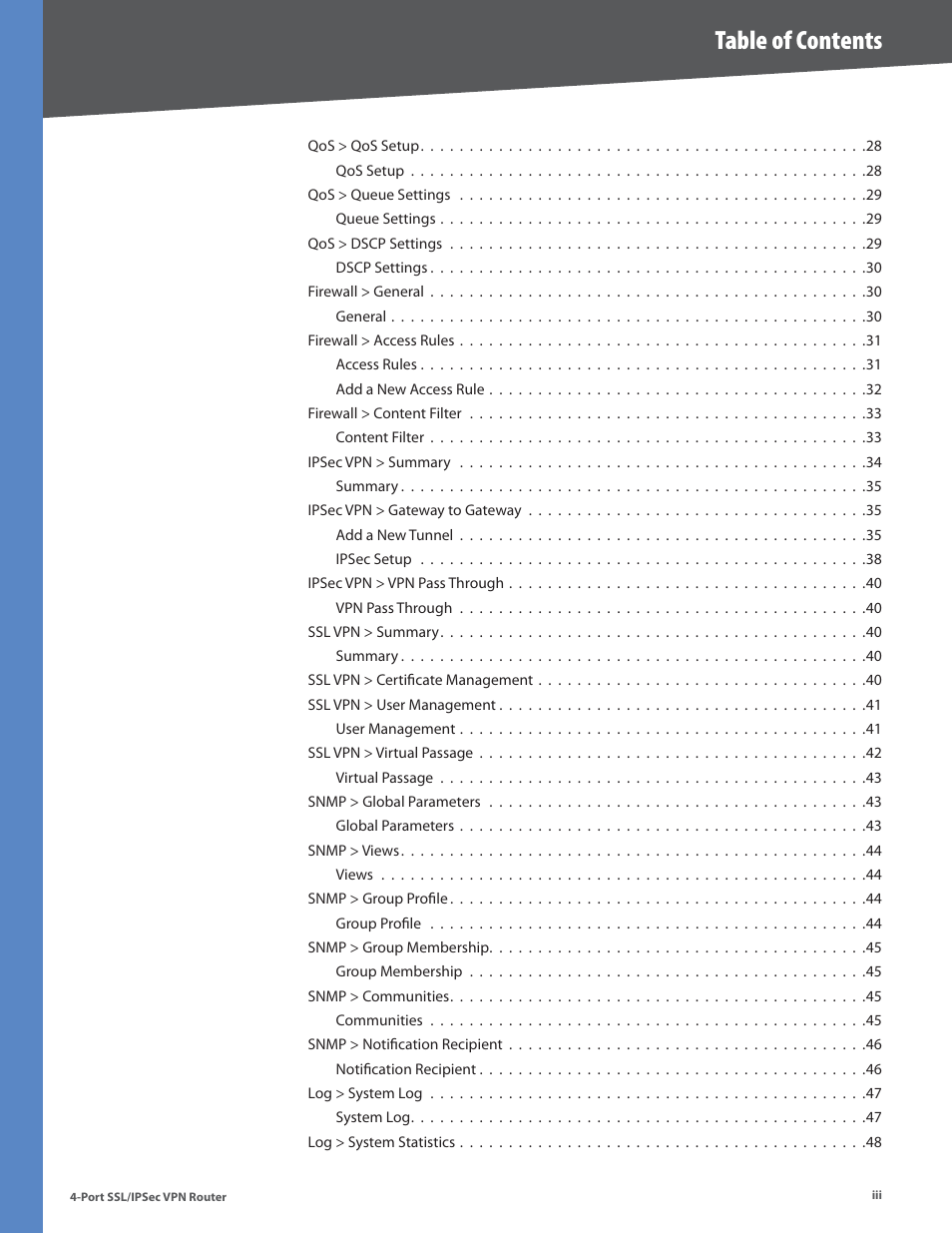 Cisco 4-Port SSL/IPSec VPN Router RVL200 User Manual | Page 5 / 117