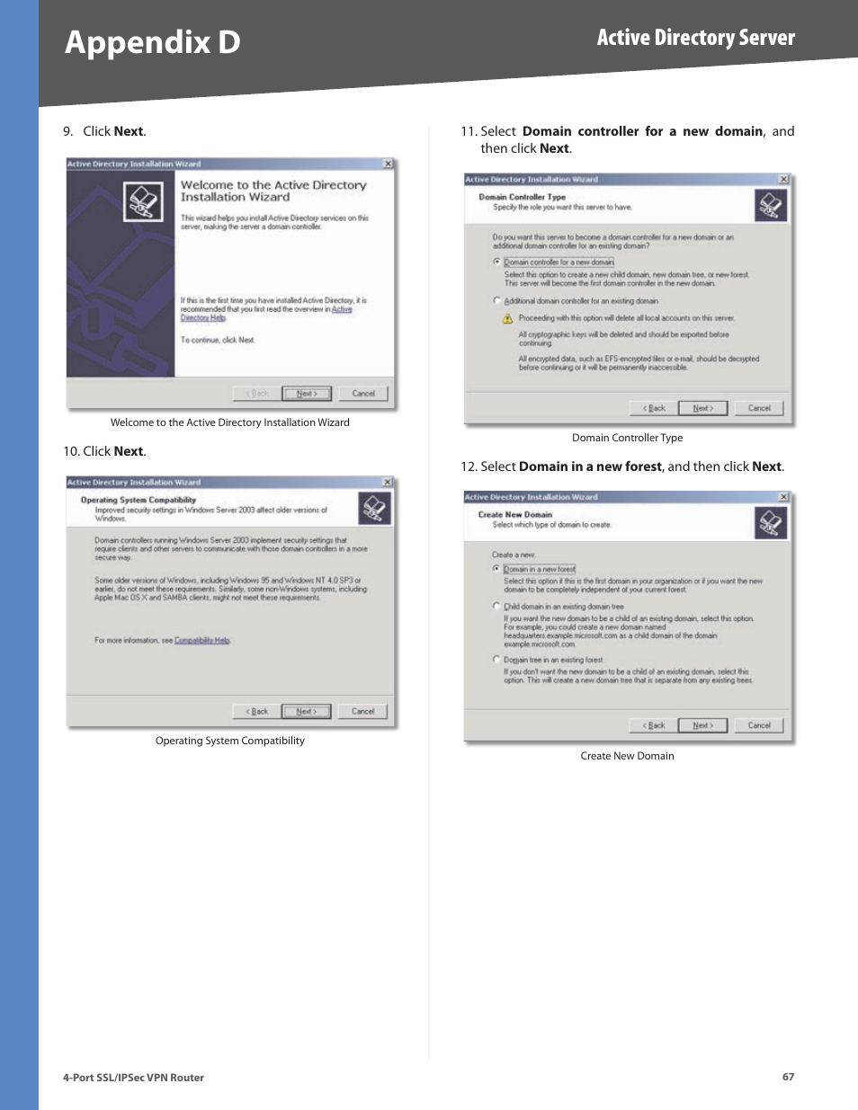 Appendix d, Active directory server | Cisco 4-Port SSL/IPSec VPN Router RVL200 User Manual | Page 75 / 117