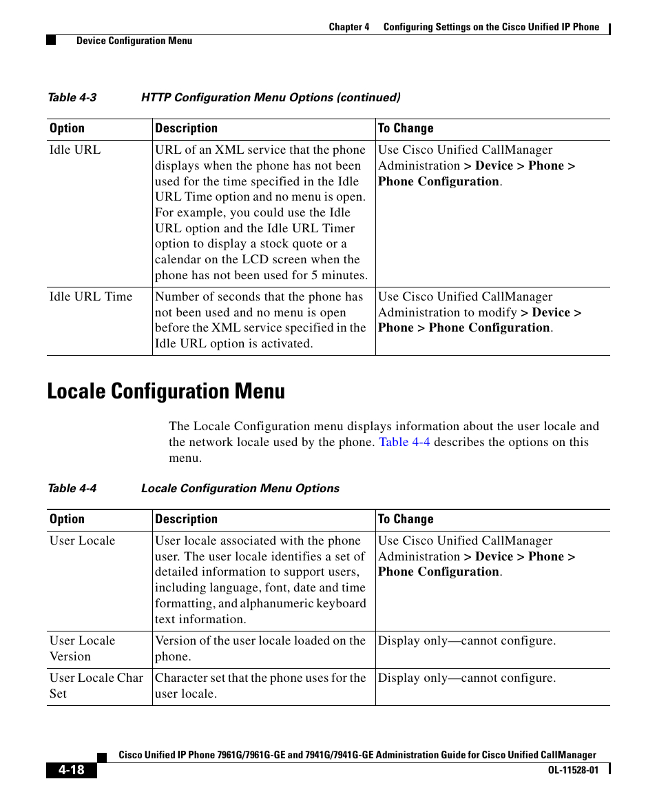 Locale configuration menu | Cisco IP Phone 7961G-GE User Manual | Page 18 / 36