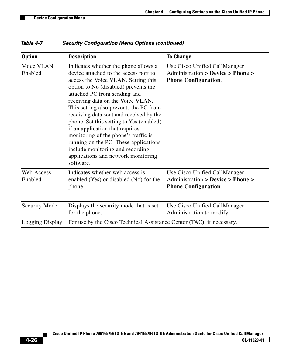 Cisco IP Phone 7961G-GE User Manual | Page 26 / 36