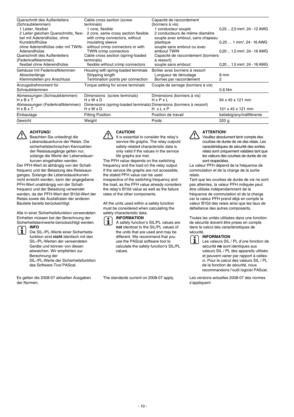 Pilz PSWZ X1P 0,5V /24-240VACDC 2n/o 1n/c 2so User Manual | Page 10 / 12