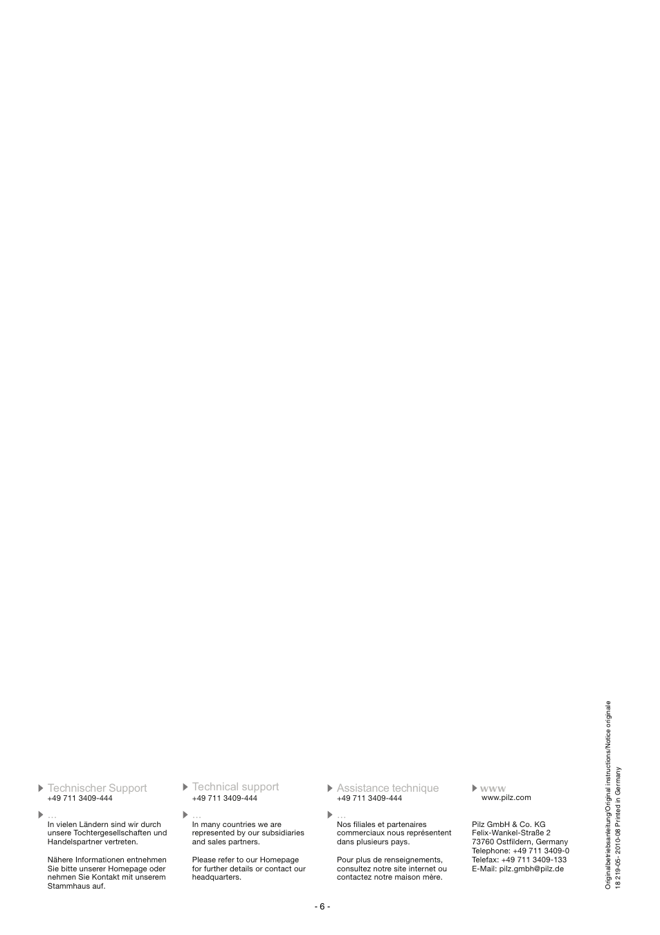 Pilz PZA 300/24VAC 1n/o 2n/c User Manual | Page 6 / 12