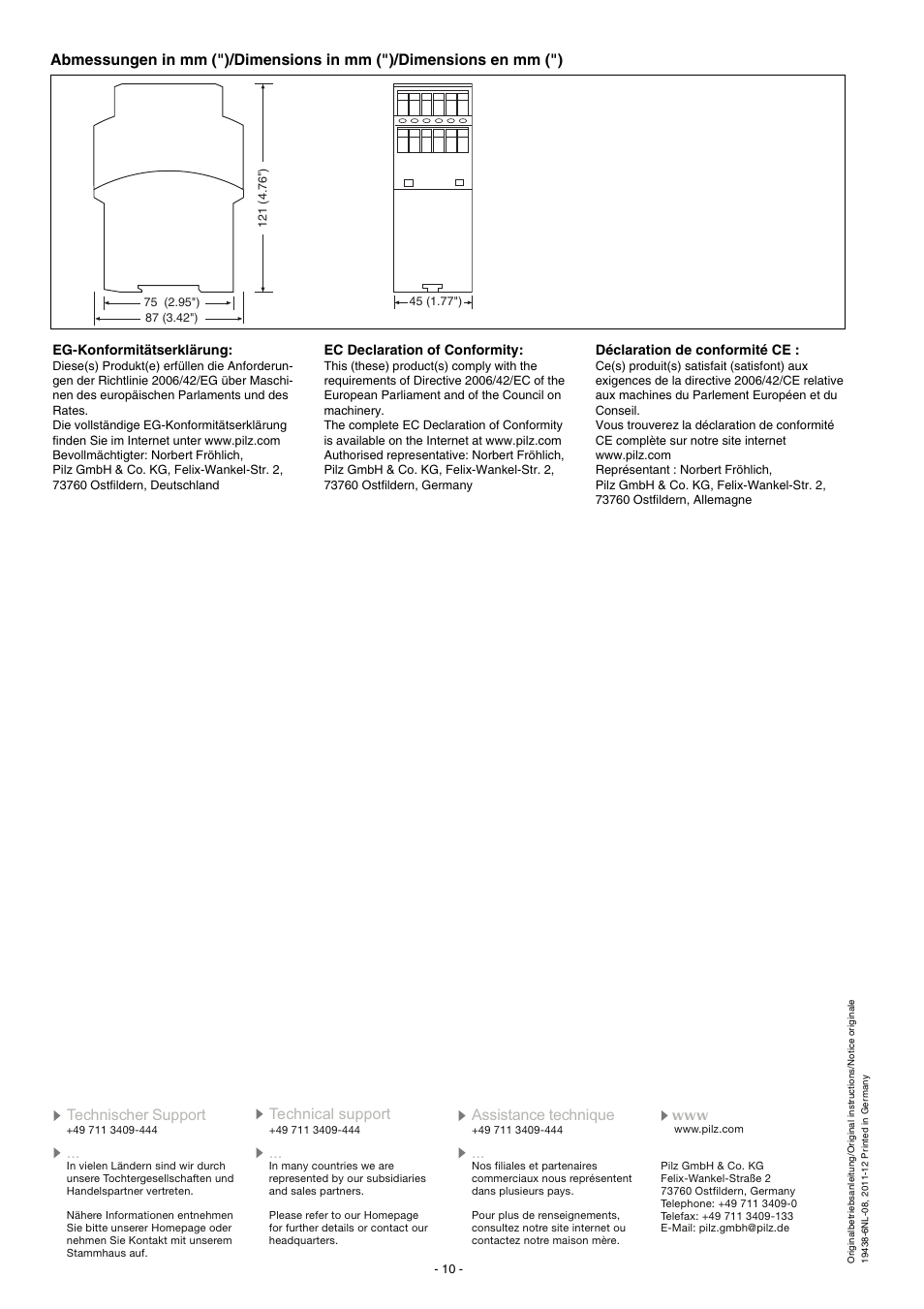 Pilz PNOZ XV2 30/24VDC 2n/o 2n/o t User Manual | Page 10 / 20