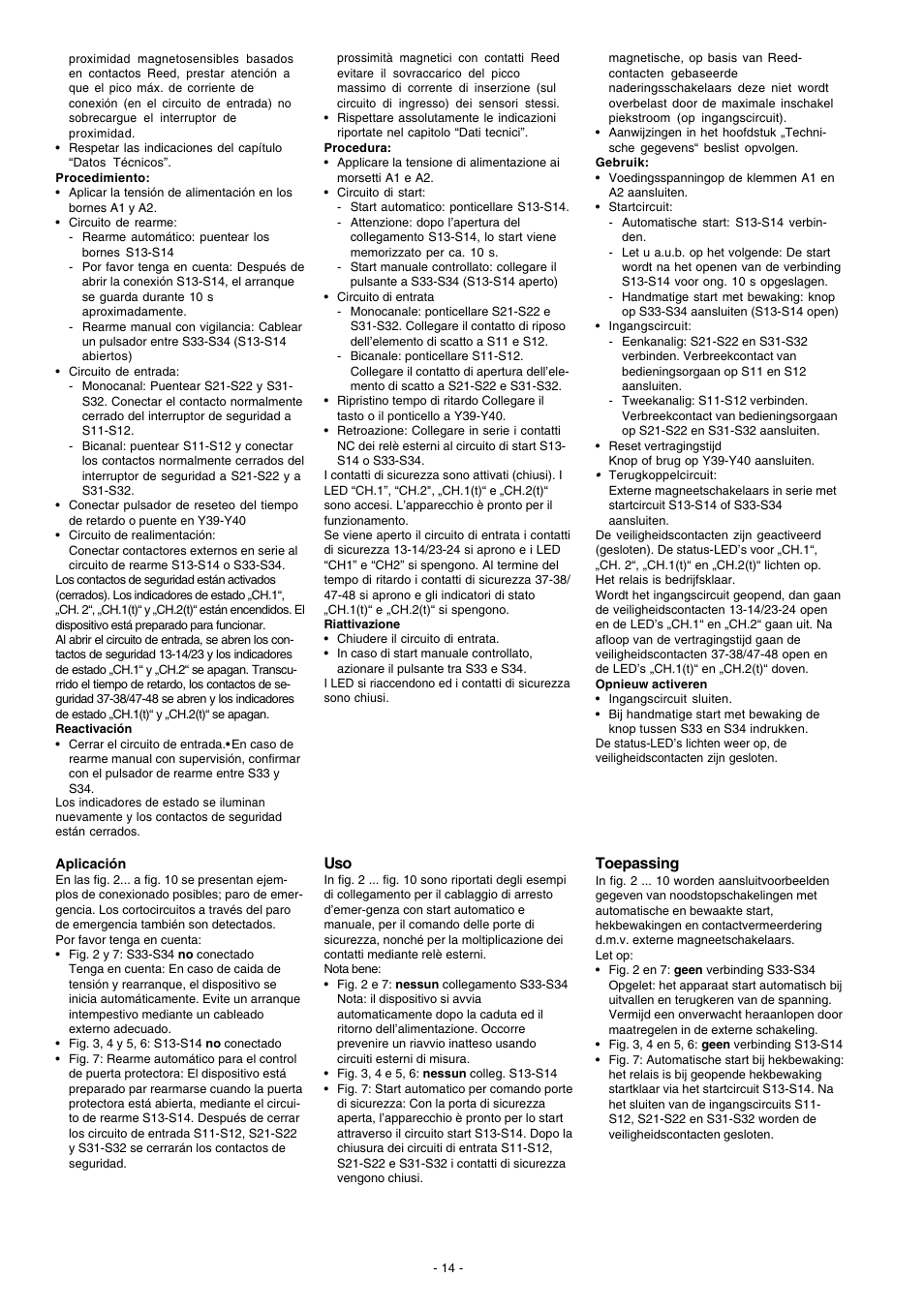 Toepassing | Pilz PNOZ XV2 30/24VDC 2n/o 2n/o t User Manual | Page 14 / 20