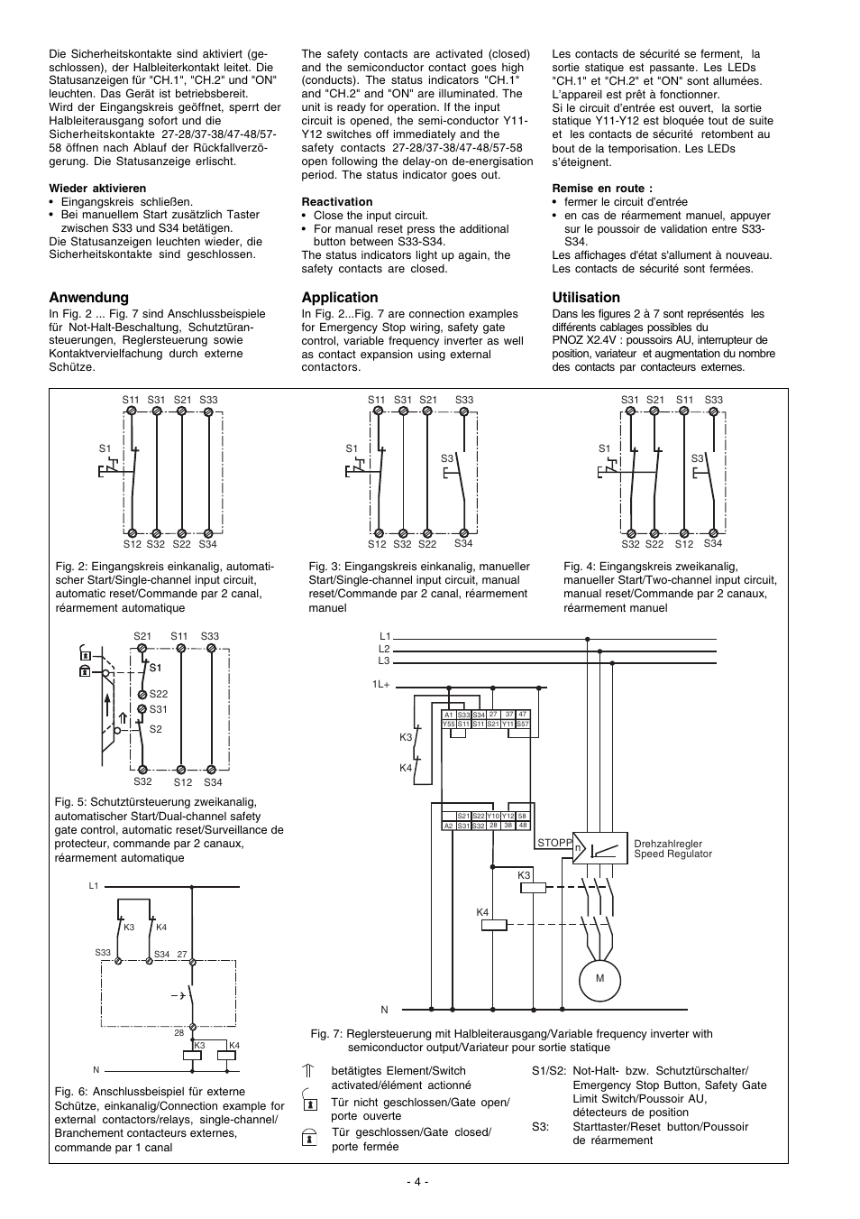 Anwendung, Application, Utilisation | Pilz PNOZ X2.4V 1/24VDC 4n/o 1so fix User Manual | Page 4 / 8