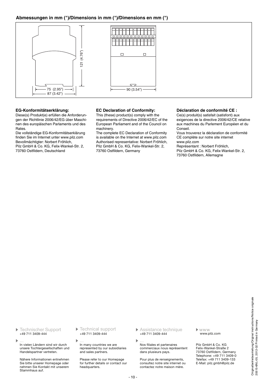 Pilz PNOZ XV3.1 30/24VDC 3n/o 1n/c 2n/o t User Manual | Page 10 / 20