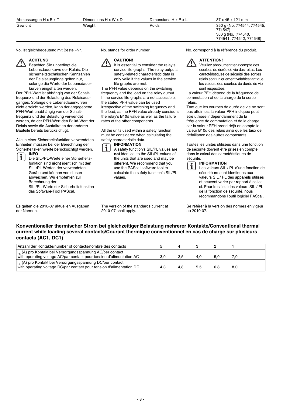 Pilz PNOZ XV3 30/24VDC 3n/o 2n/o t User Manual | Page 8 / 20