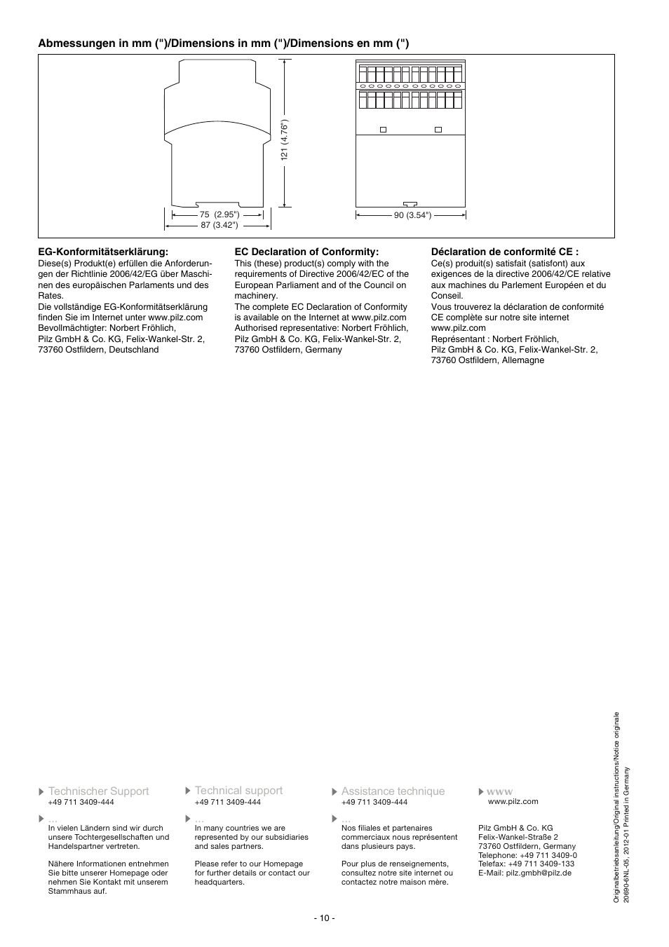 Pilz PNOZ XV2.1 30/24-240VACDC 2n/o 2n/o t User Manual | Page 10 / 20