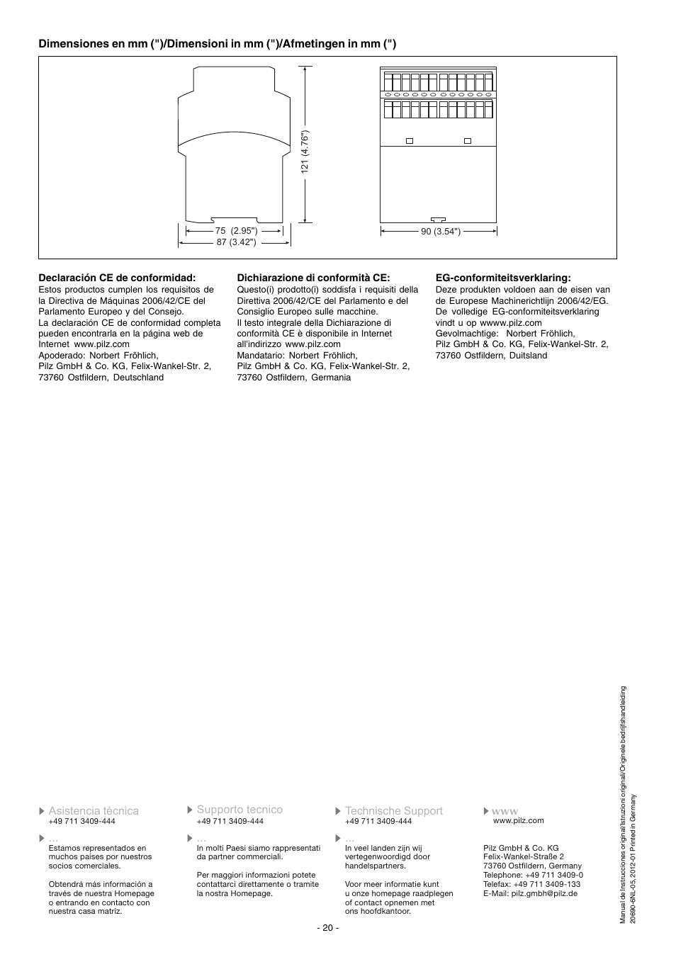 Pilz PNOZ XV2.1 30/24-240VACDC 2n/o 2n/o t User Manual | Page 20 / 20