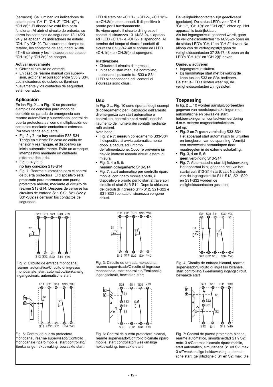 Aplicación, Toepassing | Pilz PNOZ XV2P 30/24VDC 2n/o 2n/o t User Manual | Page 12 / 16