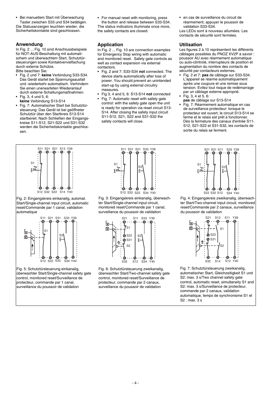 Application, Utilisation, Anwendung | Pilz PNOZ XV2P 30/24VDC 2n/o 2n/o t User Manual | Page 4 / 16