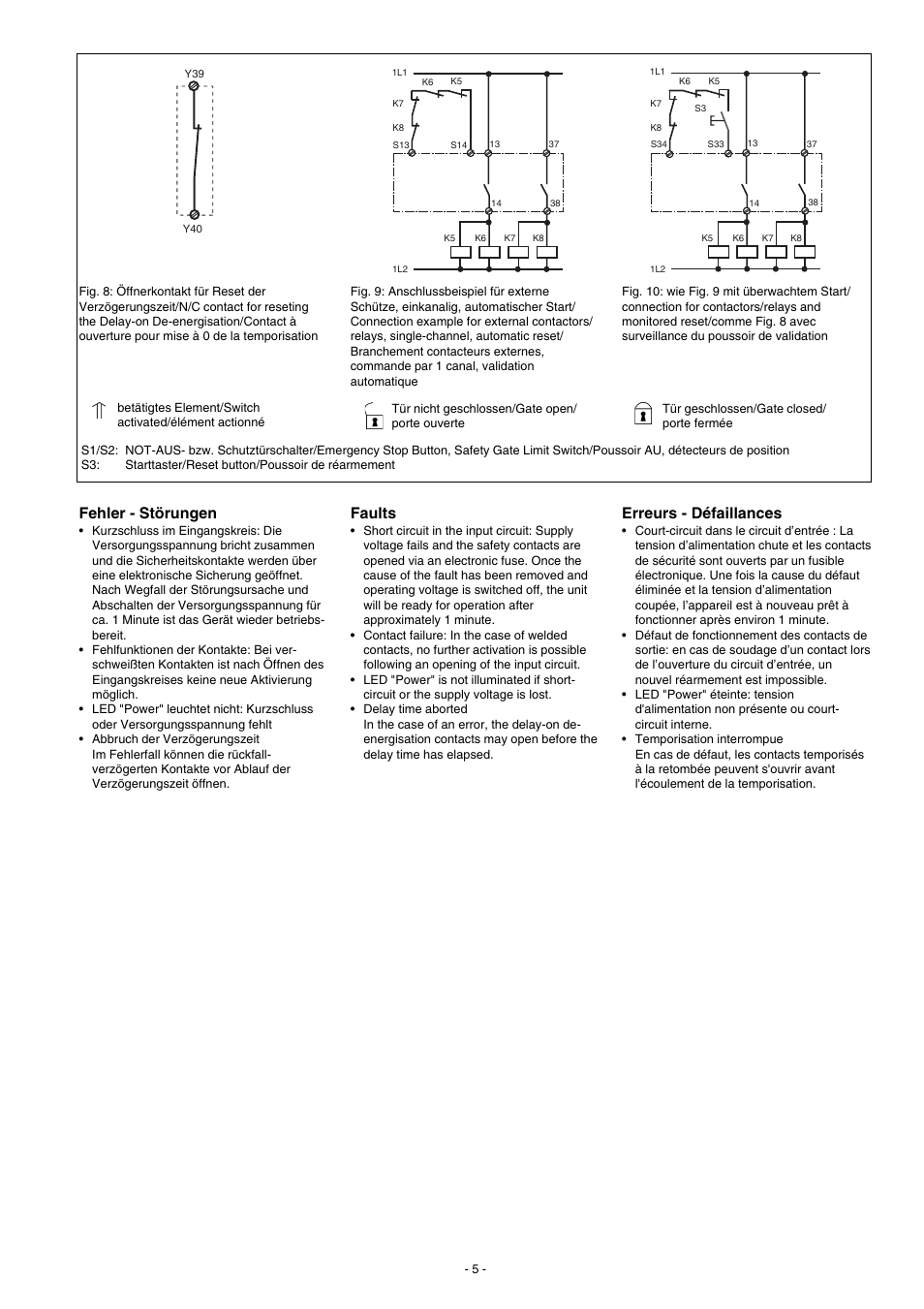 Erreurs - défaillances, Fehler - störungen, Faults | Pilz PNOZ XV2P 30/24VDC 2n/o 2n/o t User Manual | Page 5 / 16