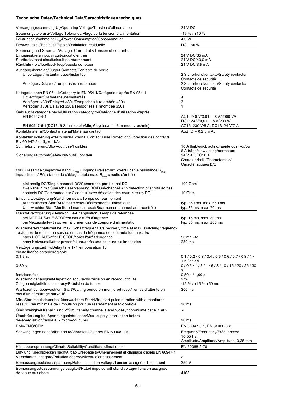 Pilz PNOZ XV2P 30/24VDC 2n/o 2n/o t User Manual | Page 6 / 16