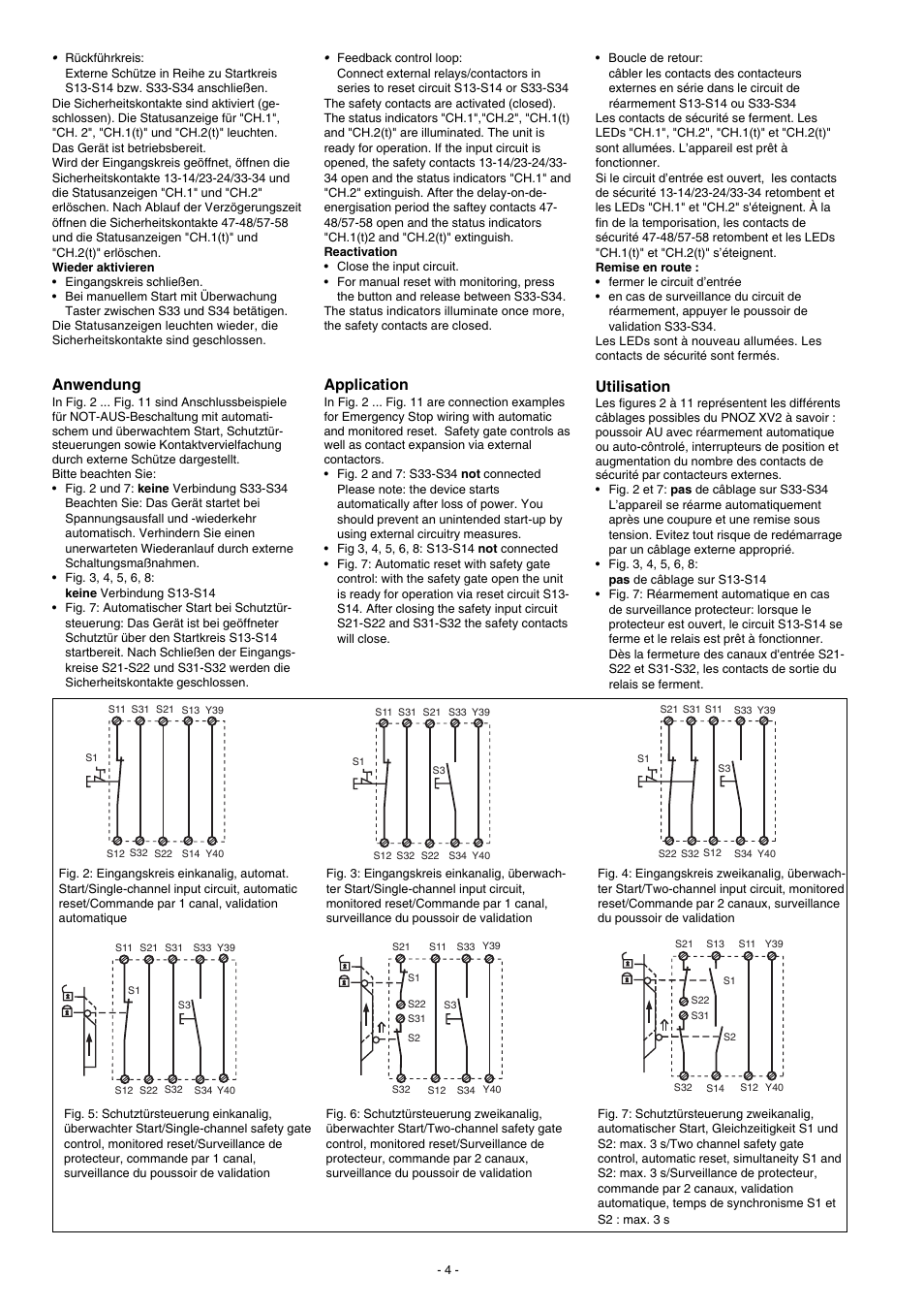 Utilisation, Anwendung, Application | Pilz PNOZ XV3P 30/24 VDC 3n/o 2n/o t User Manual | Page 4 / 16