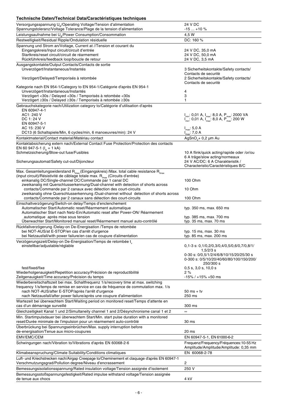 Pilz PNOZ XV3P 30/24 VDC 3n/o 2n/o t User Manual | Page 6 / 16