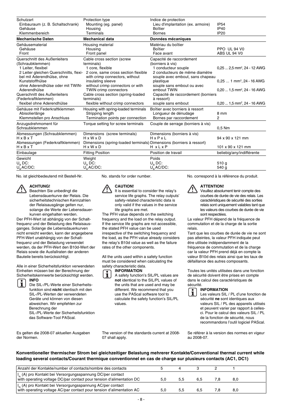 Pilz PNOZ XV3.1P 30/24VDC 3n/o 1n/c 2n/o t User Manual | Page 8 / 20