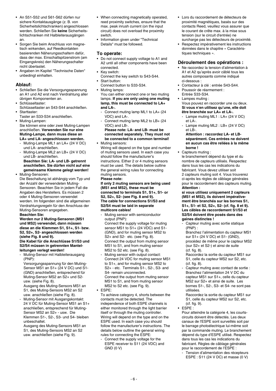 Ablauf, Déroulement des opérations | Pilz PMUT X1P 24VDC 3n/o 1n/c 5so User Manual | Page 6 / 16