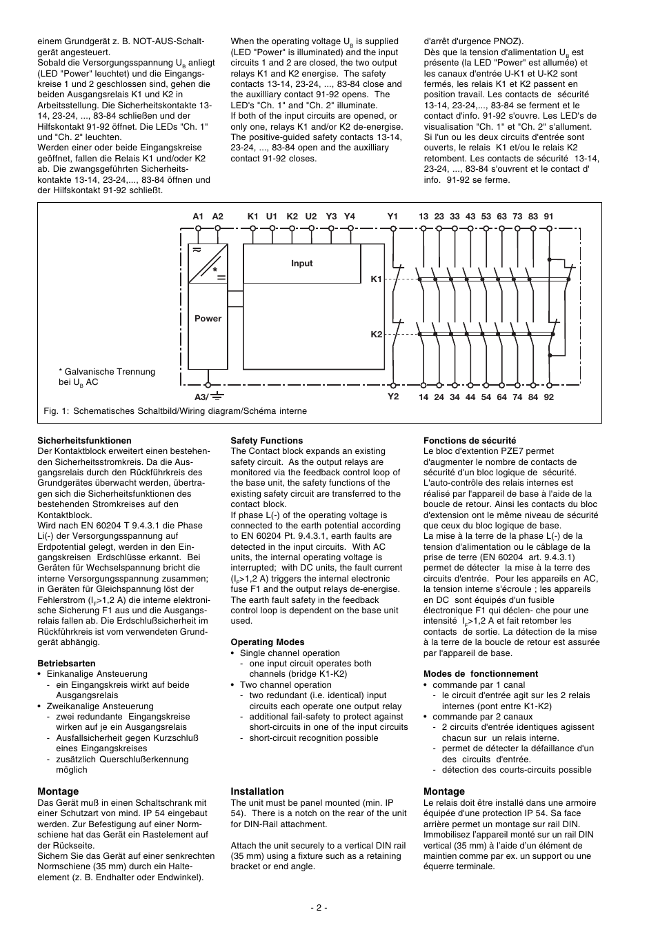 Pilz PZE 9 24VAC 8n/o 1n/c User Manual | Page 2 / 8