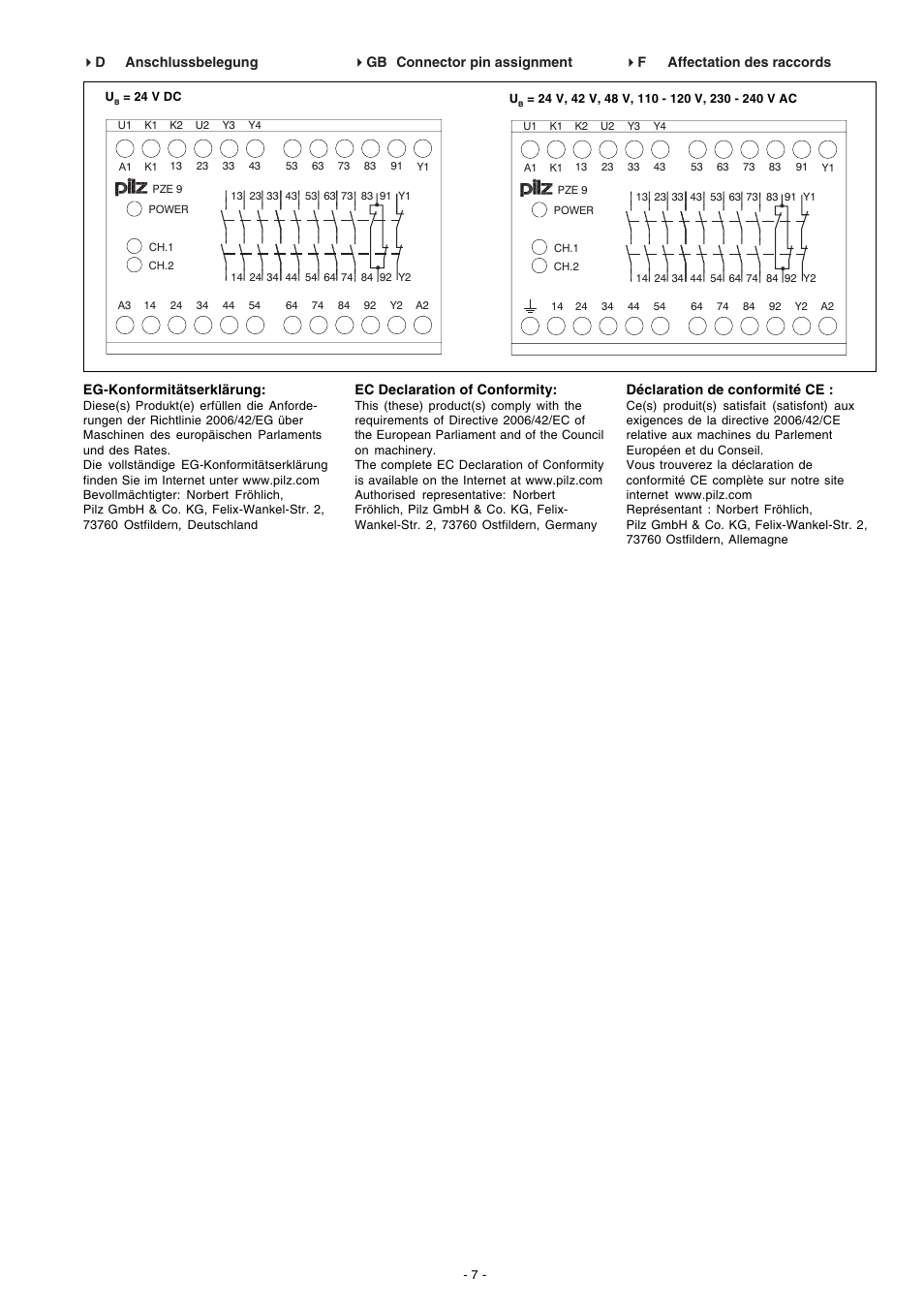 Pilz PZE 9 24VAC 8n/o 1n/c User Manual | Page 7 / 8