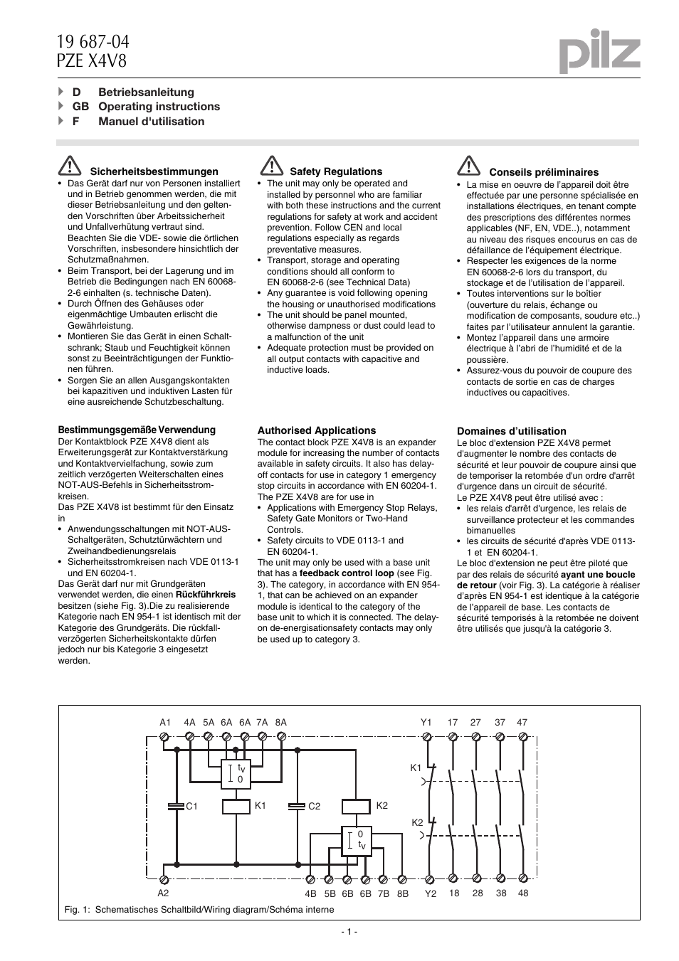 Pilz PZE X4V 8/24VDC 4n/o User Manual | 6 pages
