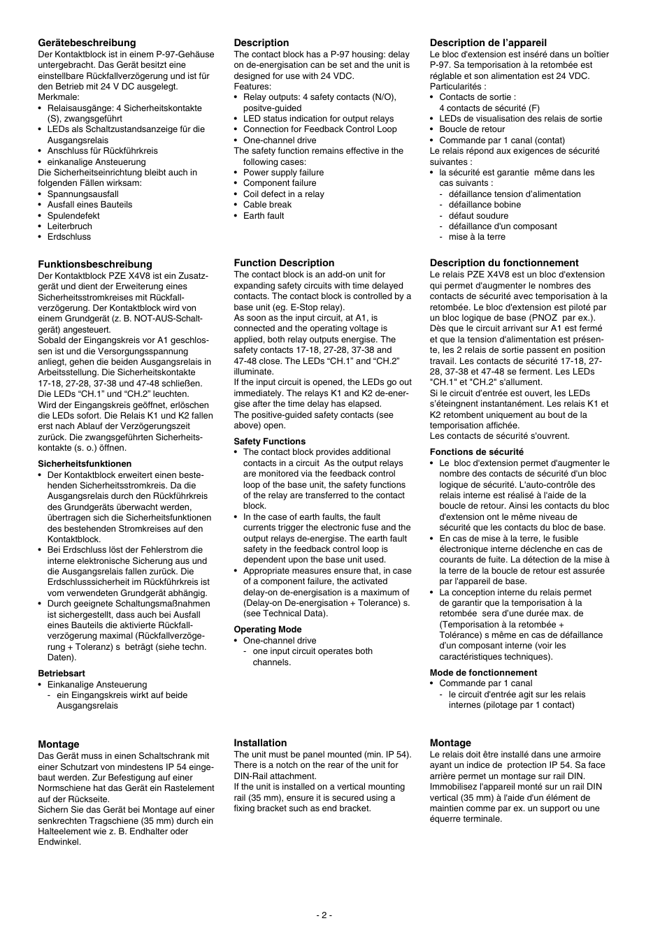 Pilz PZE X4V 8/24VDC 4n/o User Manual | Page 2 / 6