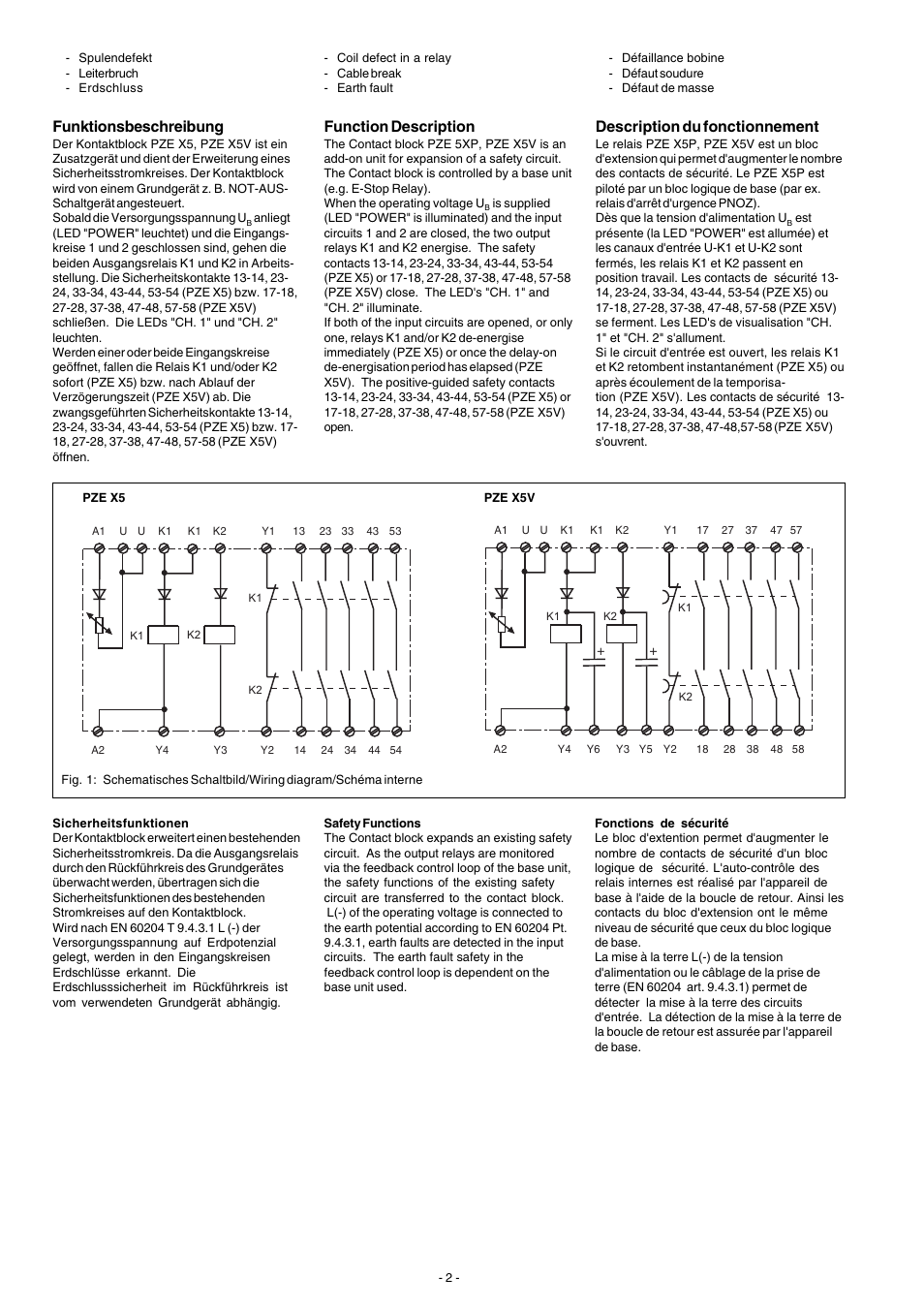 Funktionsbeschreibung, Function description, Description du fonctionnement | Pilz PZE X5V 1.5/24VDC 5n/o fix User Manual | Page 2 / 8