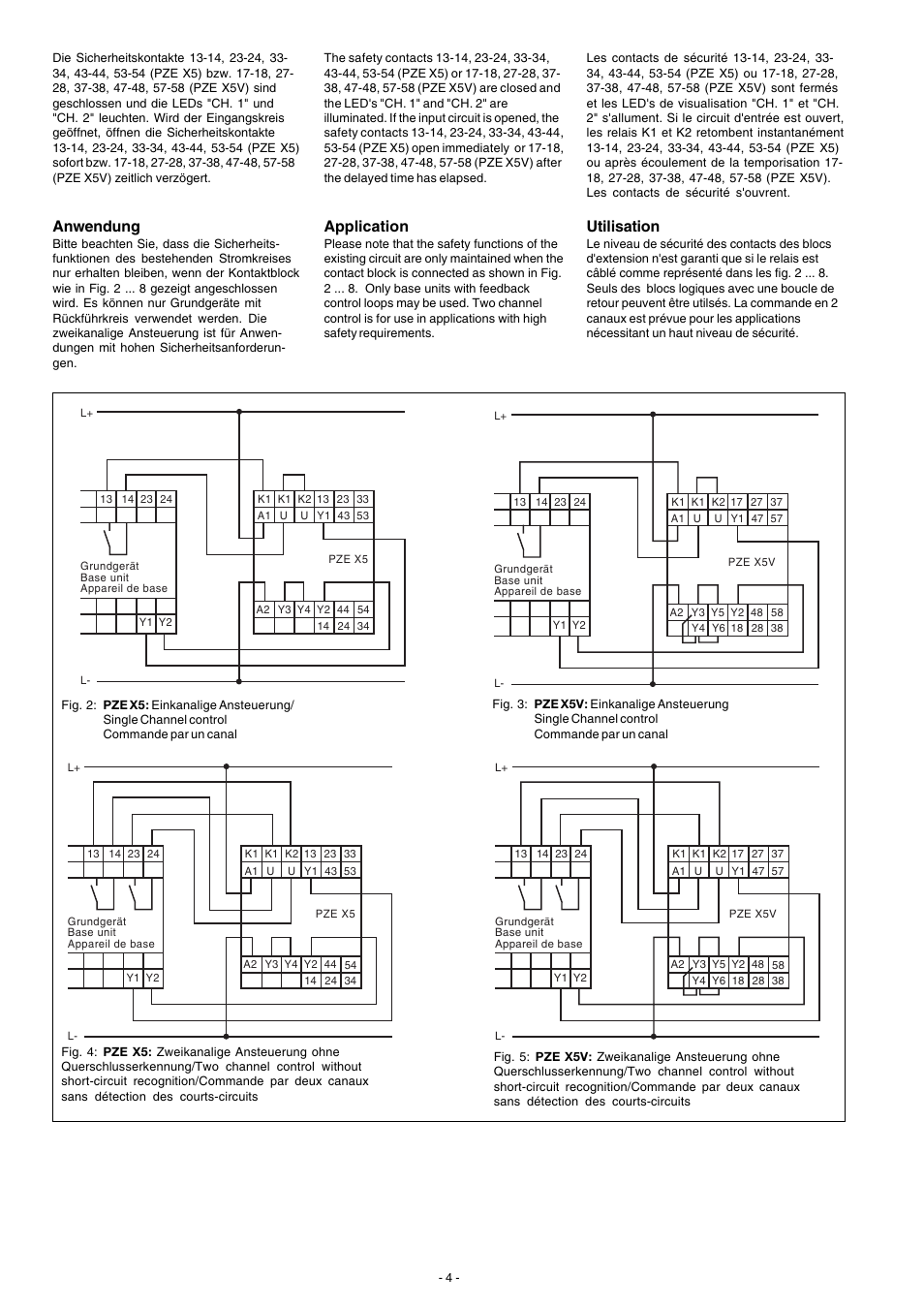 Anwendung, Utilisation, Application | Pilz PZE X5V 1.5/24VDC 5n/o fix User Manual | Page 4 / 8