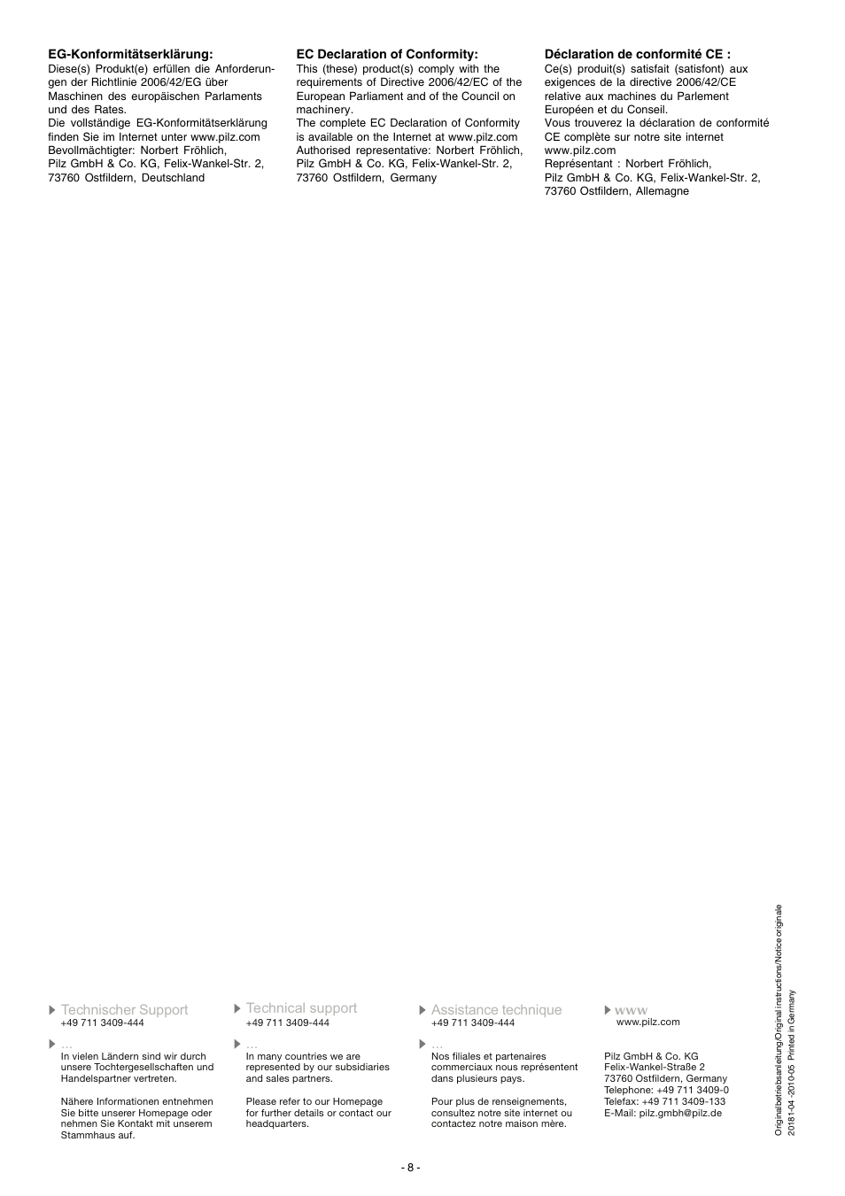 Pilz PZE X5V 1.5/24VDC 5n/o fix User Manual | Page 8 / 8