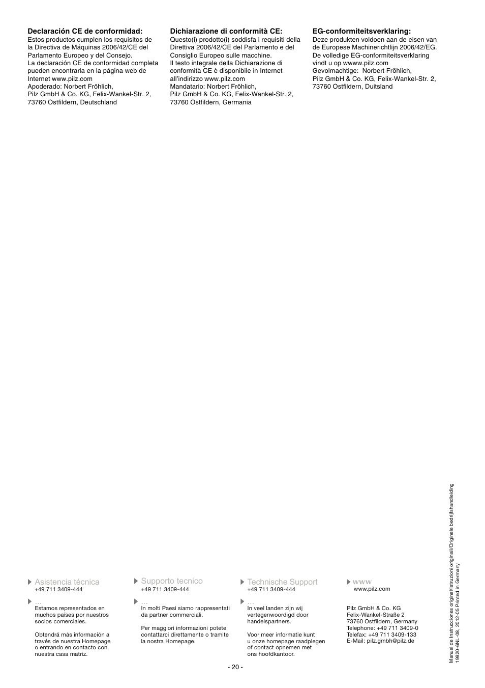 Pilz PZE 9P 24VACDC 8n/o 1n/c User Manual | Page 20 / 20
