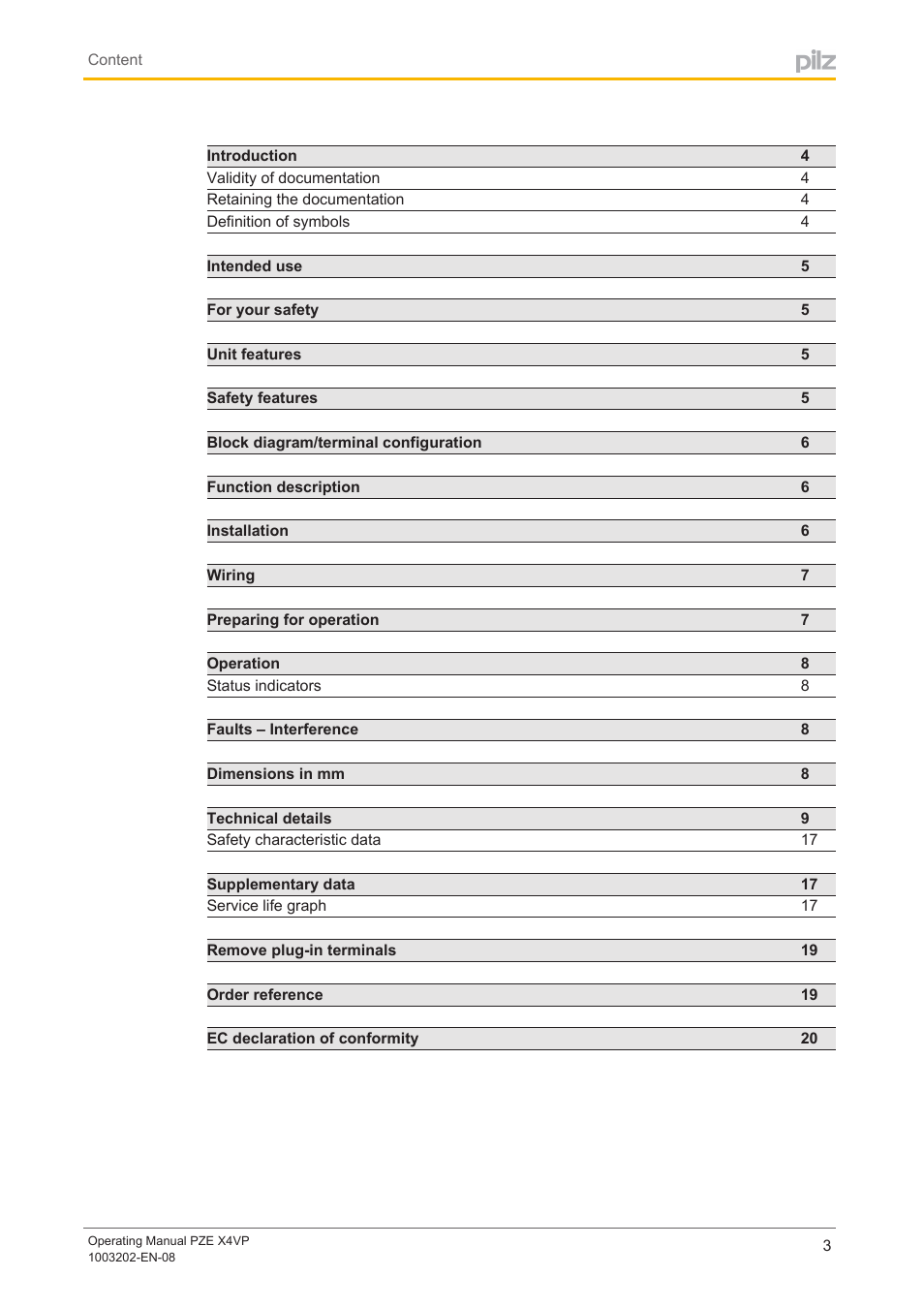 Pilz PZE X4VP 0,5/24VDC 4n/o fix User Manual | Page 3 / 21