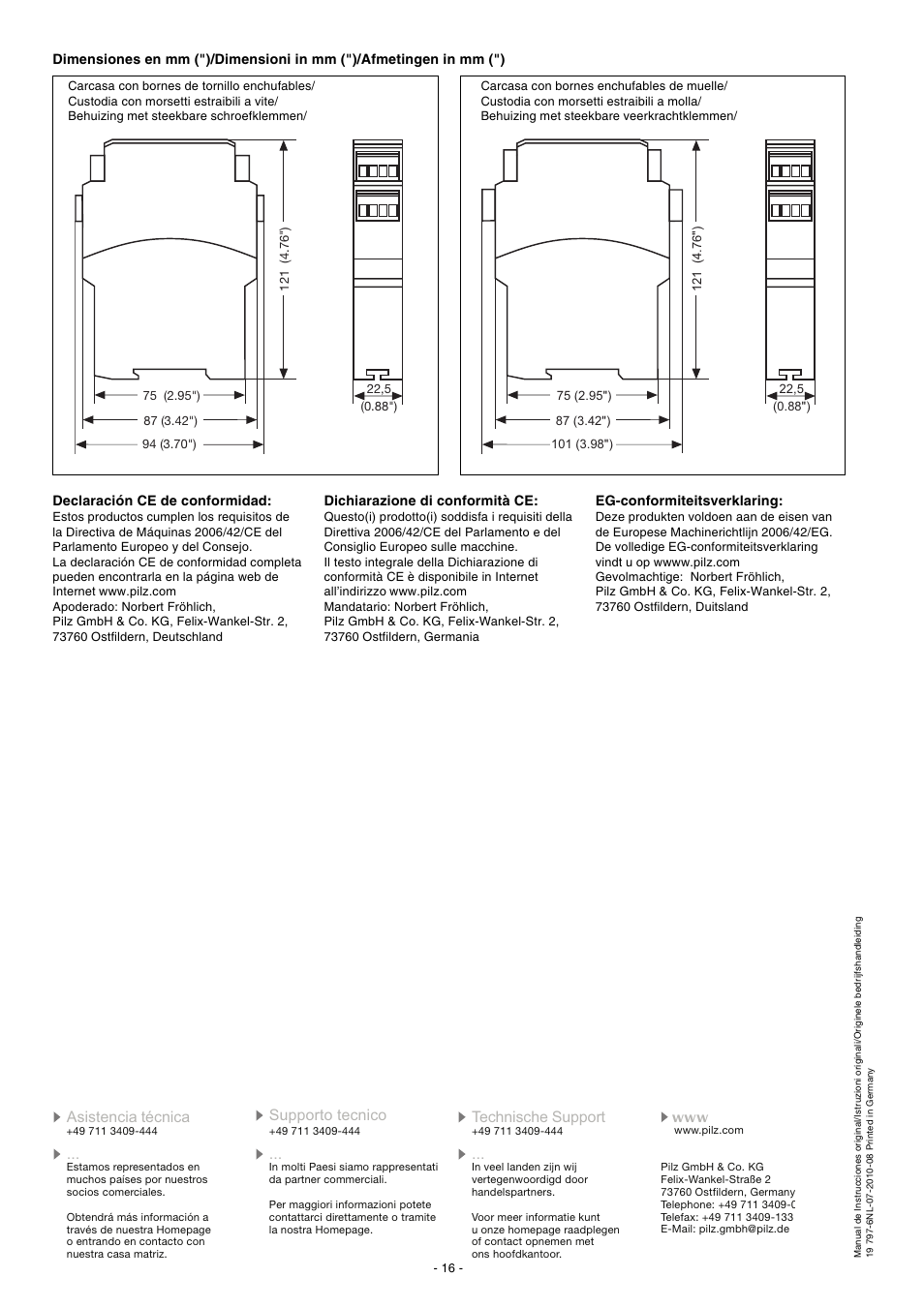 Pilz PZE X4VP 0,5/24VDC 4n/o fix User Manual | Page 16 / 16