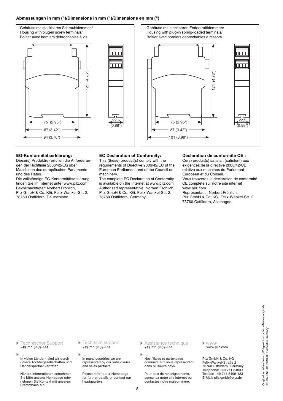 Pilz PZE X4VP 0,5/24VDC 4n/o fix User Manual | Page 8 / 16