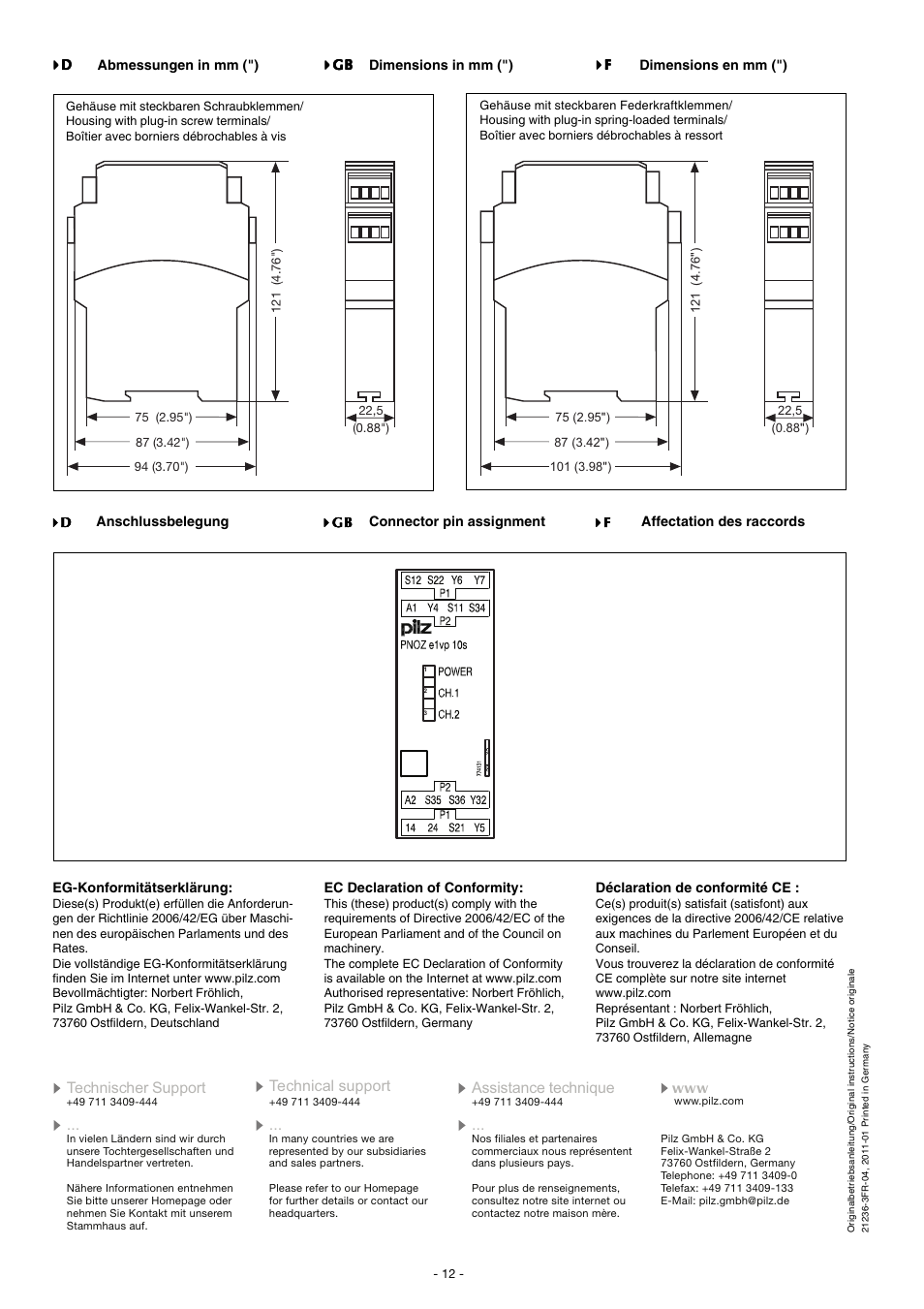 Pilz PNOZ e1vp 10/24VDC 1so 1so t User Manual | Page 12 / 12