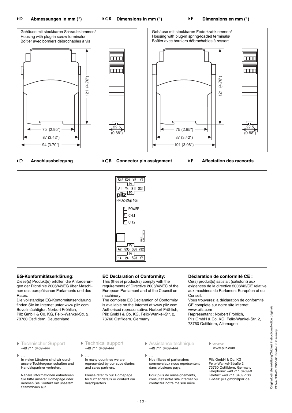 Pilz PNOZ e3vp 10/24VDC 1so 1so t User Manual | Page 12 / 12