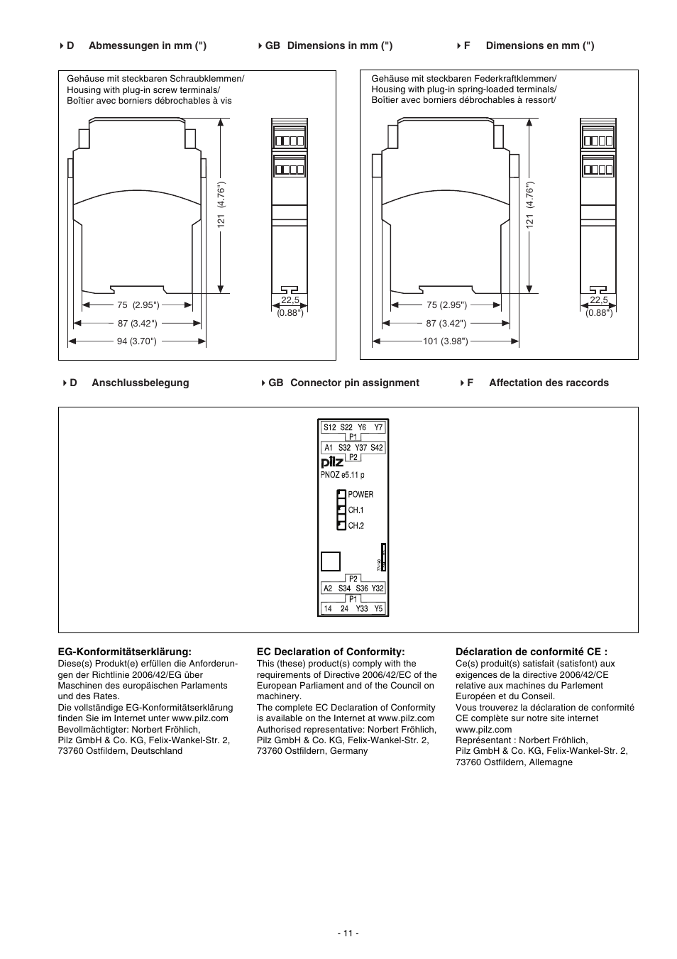 Pilz PNOZ e5.11p 24VDC 2so User Manual | Page 11 / 12