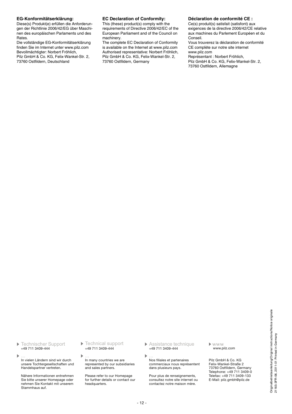 Pilz PNOZ e6.1p 24VDC 4n/o 2so User Manual | Page 12 / 12