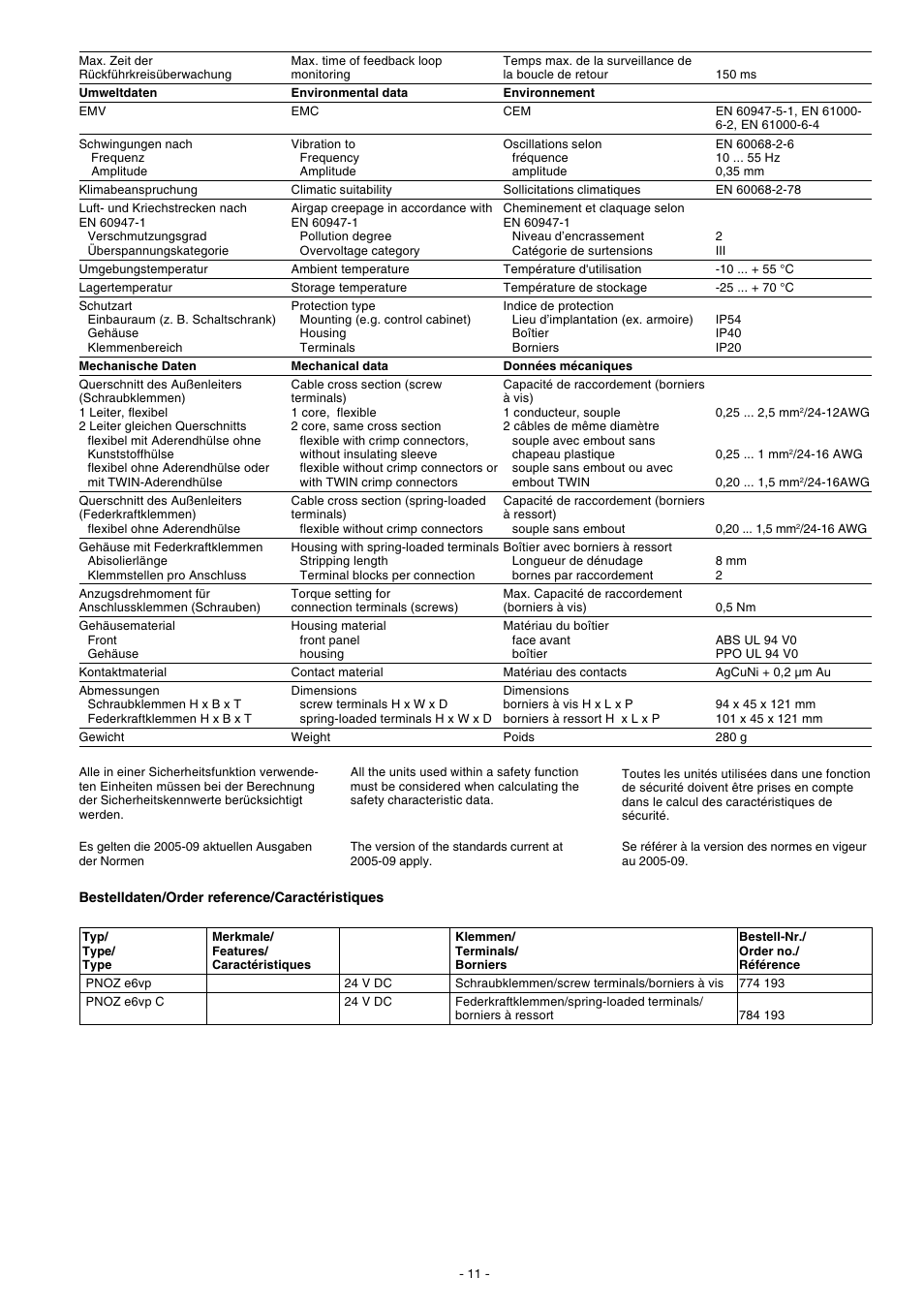 Pilz PNOZ e6vp 24VDC 4n/o 1so 1so t User Manual | Page 11 / 14