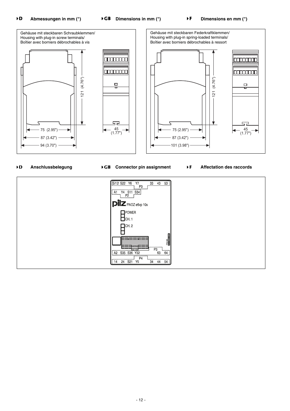 Pilz PNOZ e6vp 24VDC 4n/o 1so 1so t User Manual | Page 12 / 14