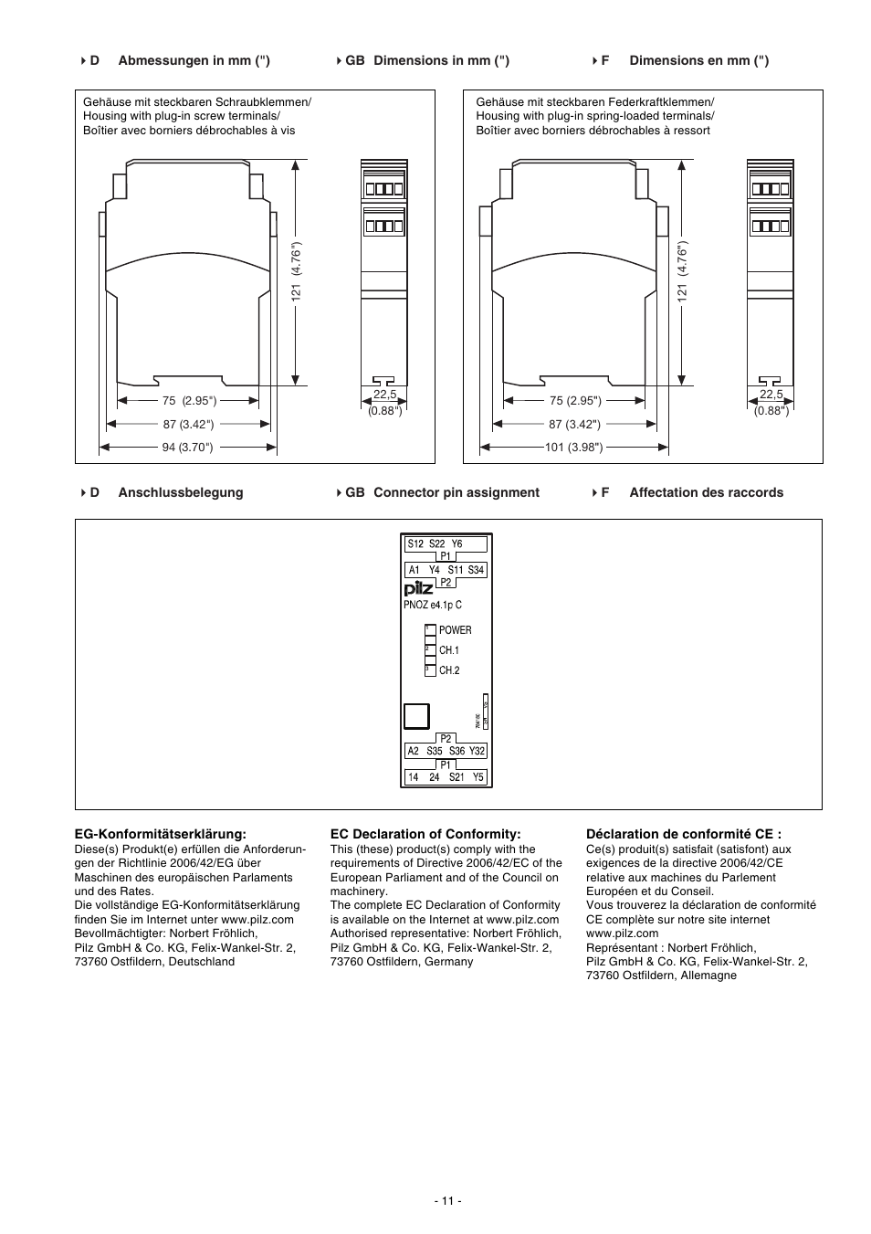 Pilz PNOZ e4.1p 24VDC 2so User Manual | Page 11 / 12
