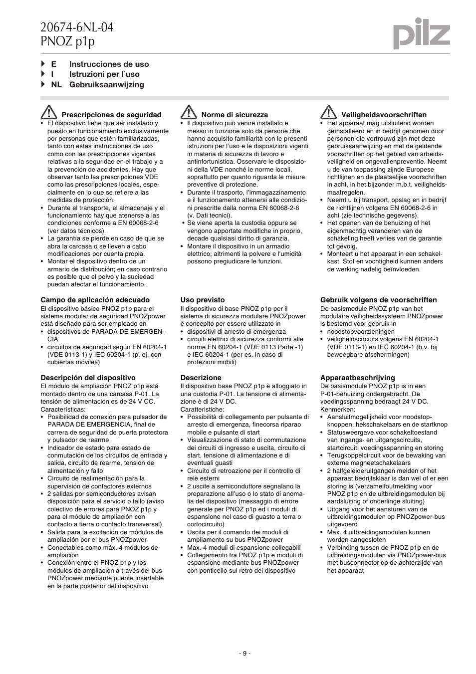 Pilz PNOZ p1p 24VDC 2so User Manual | Page 9 / 16