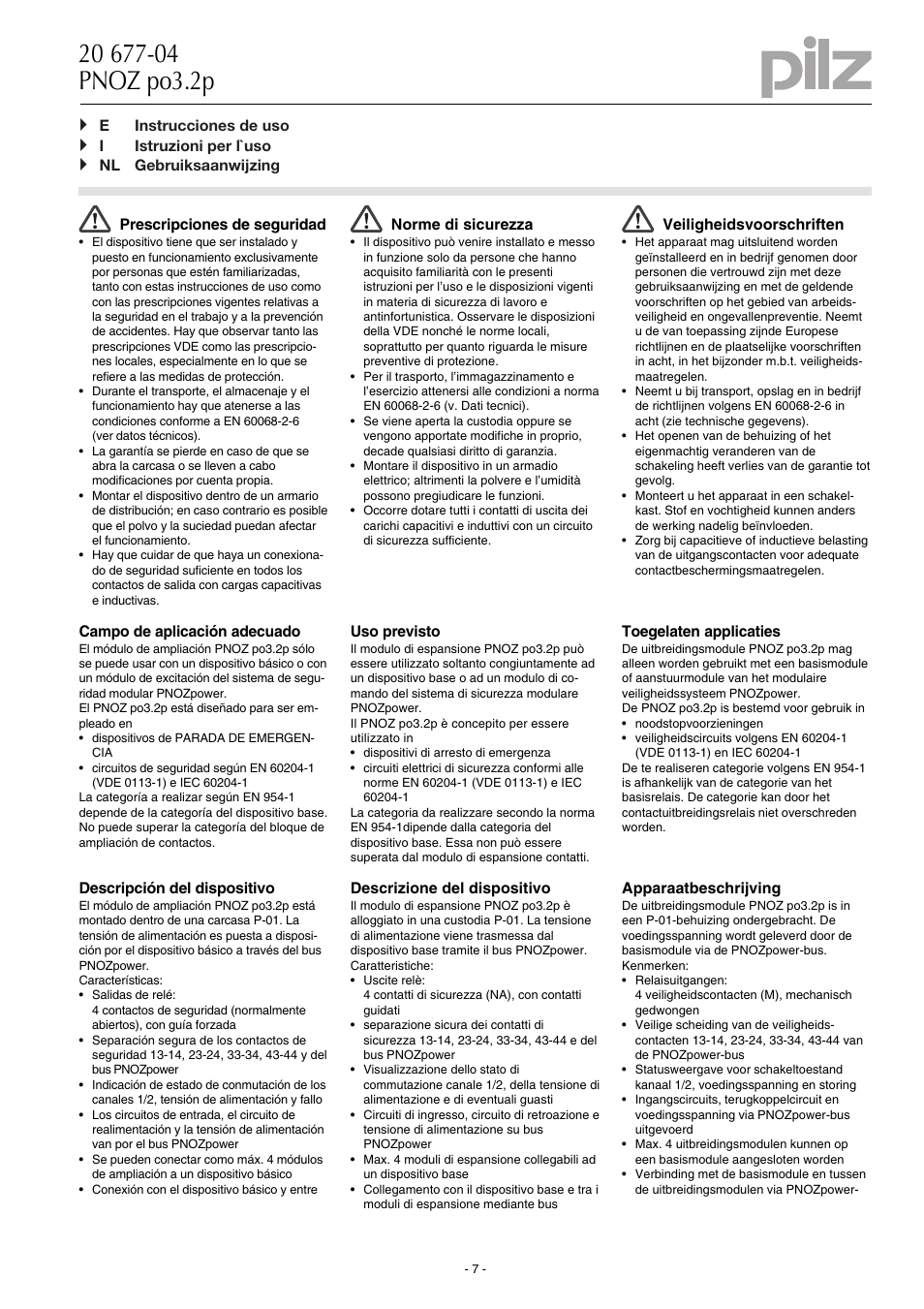 Pilz PNOZ po3.2p 4n/o User Manual | Page 7 / 12