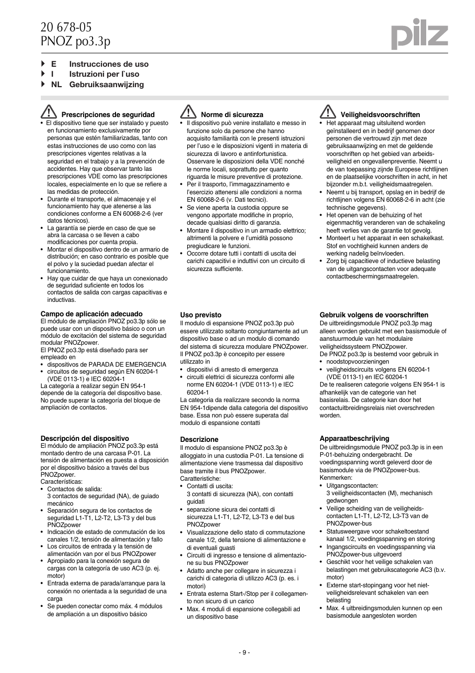 Pilz PNOZ po3.3p 3n/o User Manual | Page 9 / 16