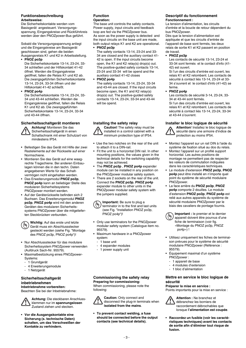 Pilz PNOZ po3p 3n/o 1n/c User Manual | Page 3 / 16