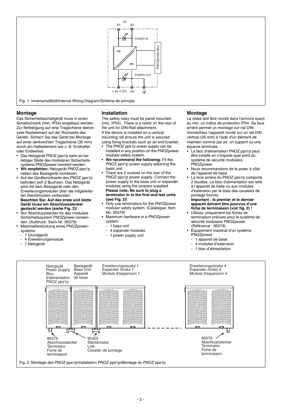 Montage, Installation | Pilz PNOZ pps1p 100-240VAC User Manual | Page 2 / 8