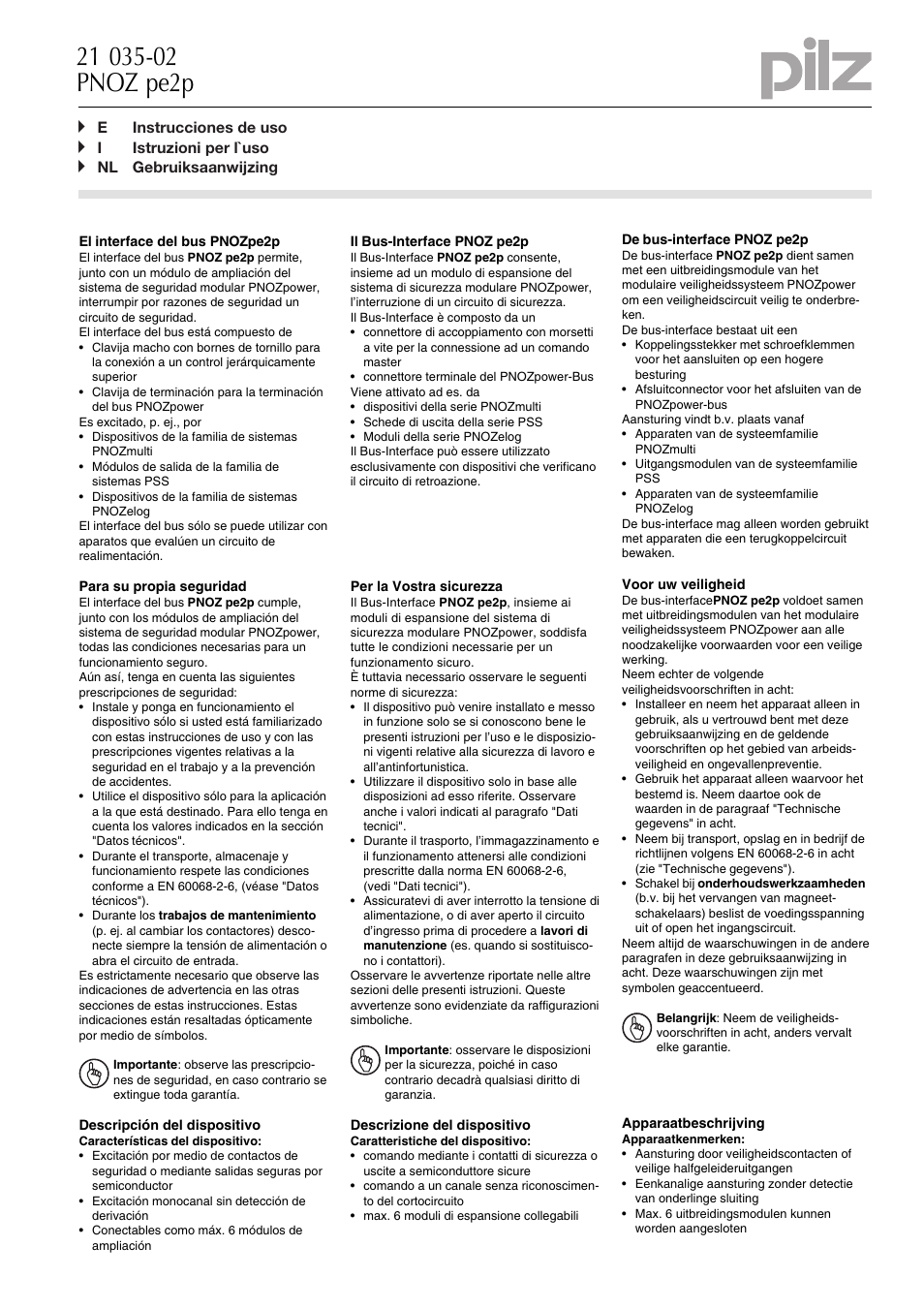 Pilz PNOZpe2p Bus-Interface User Manual | Page 5 / 12