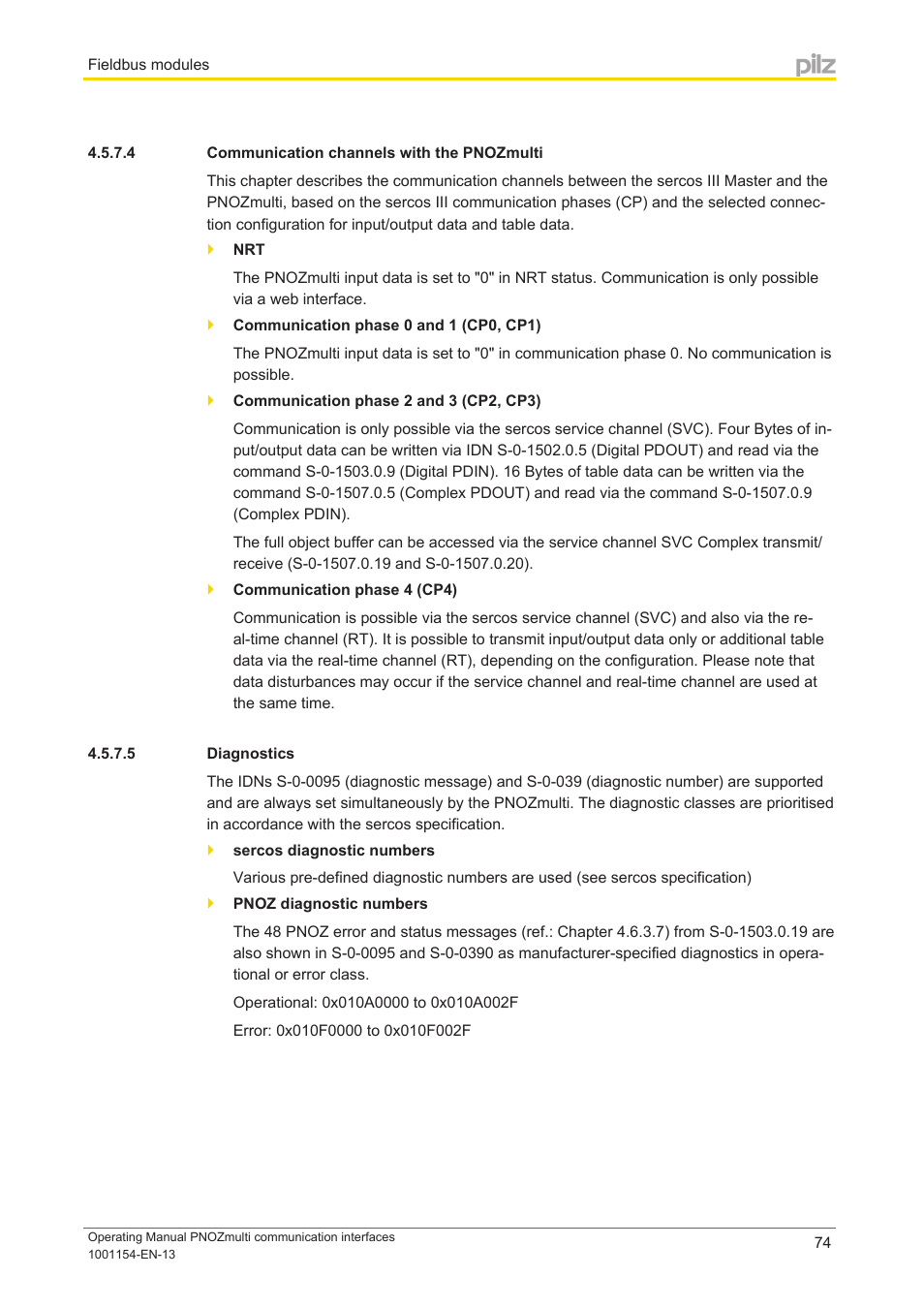 4 communication channels with the pnozmulti, 5 diagnostics | Pilz PNOZ mm0p 24VDC User Manual | Page 74 / 176